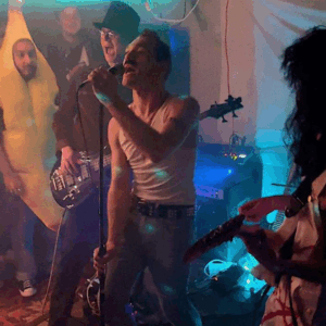 A young Andrew Brooks performing at a college basment halloween party.