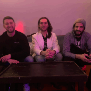 Andrew Brooks and his band on a relaxing couch