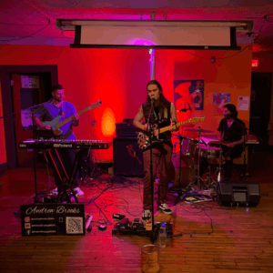 Andrew Brooks and his band performing at The Rendezvous in Turners Falls, MA