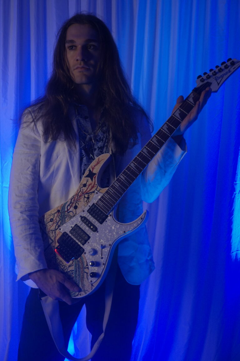 Andrew Brooks and his guitar, "Eden"